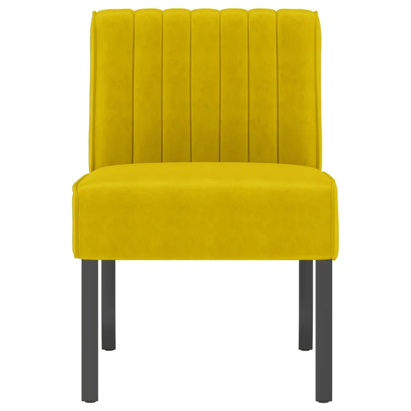 Fauteuil sans accoudoirs dossier bas en velours jaune DEC026276