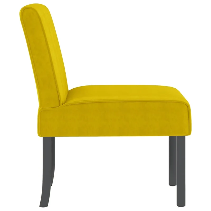 Fauteuil sans accoudoirs dossier bas en velours jaune DEC026276