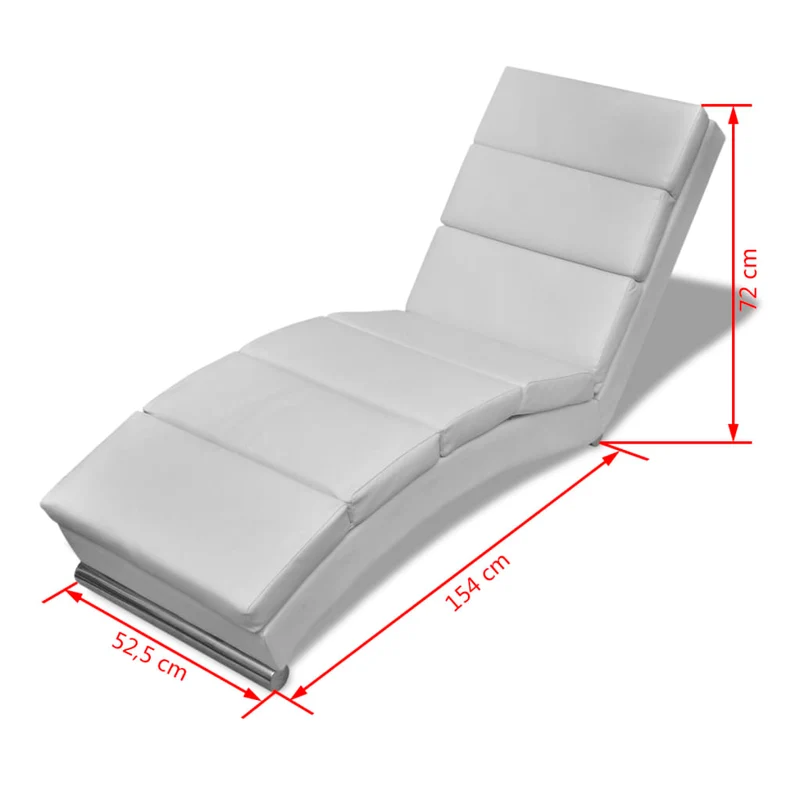 Méridienne chaise longue pour intérieur en PVC blanc et acier DEC026114