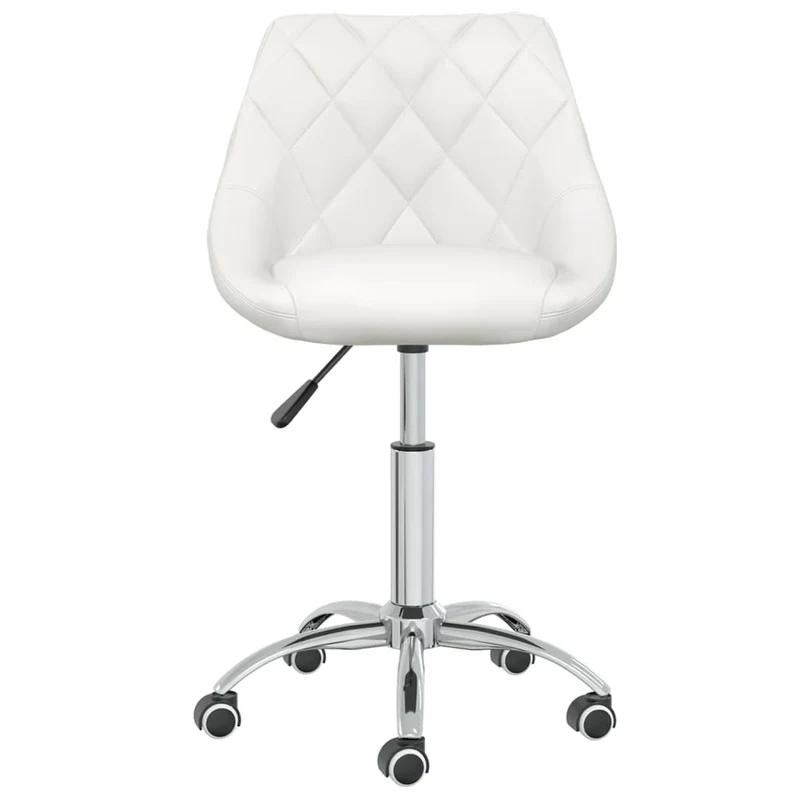 Lot de 4 chaises tabourets sur roulettes siège pivotant hauteur réglable en PVC blanc DEC025323