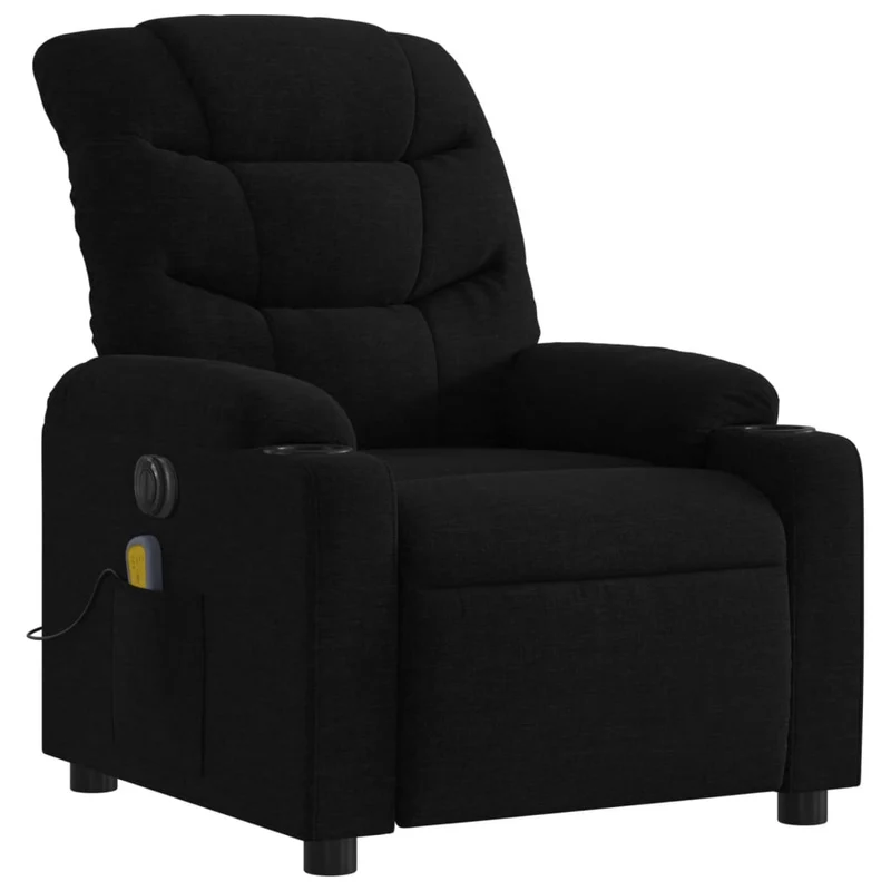 Fauteuil de relaxation TV fonction massage inclinable électrique 6 points de massage en tissu noir DEC027227