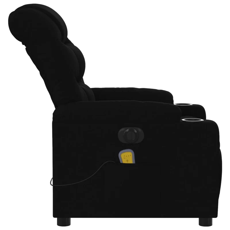 Fauteuil de relaxation TV fonction massage inclinable électrique 6 points de massage en tissu noir DEC027227