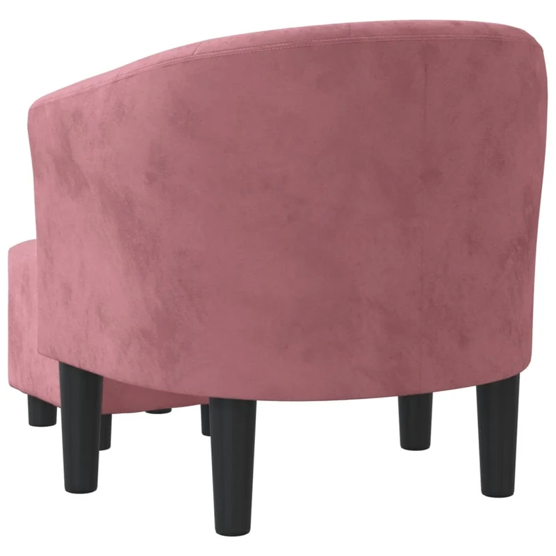 Fauteuil lounge design moderne avec repose-pieds dossier arrondi en velours rose DEC026842