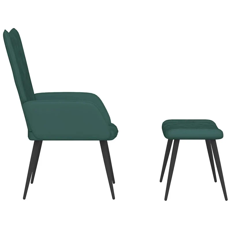 Chaise de canapé design moderne avec repose-pieds en velours vert foncé DEC026631