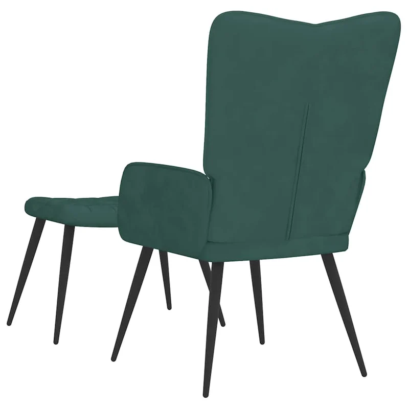 Chaise de canapé design moderne avec repose-pieds en velours vert foncé DEC026631