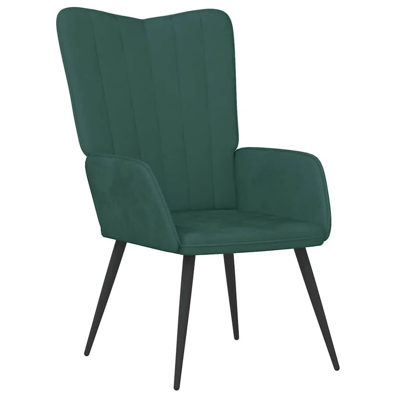 Chaise de canapé design moderne avec repose-pieds en velours vert foncé DEC026631