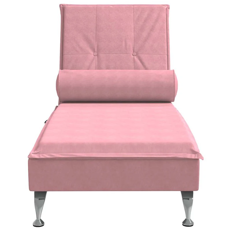 Méridienne chaise longue pour intérieur de massage avec traversin en velours rose DEC026158