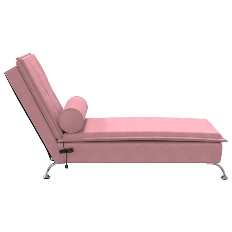 Méridienne chaise longue pour intérieur de massage avec traversin en velours rose DEC026158