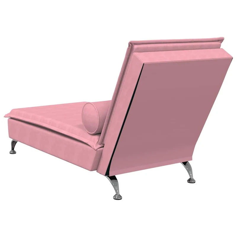 Méridienne chaise longue pour intérieur de massage avec traversin en velours rose DEC026158