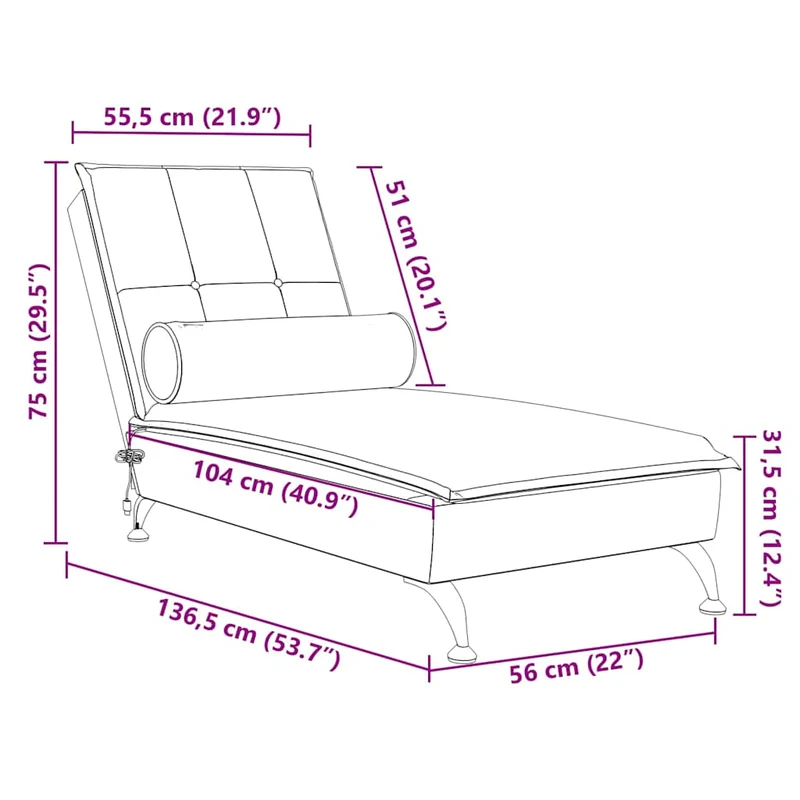 Méridienne chaise longue pour intérieur de massage avec traversin en velours rose DEC026158
