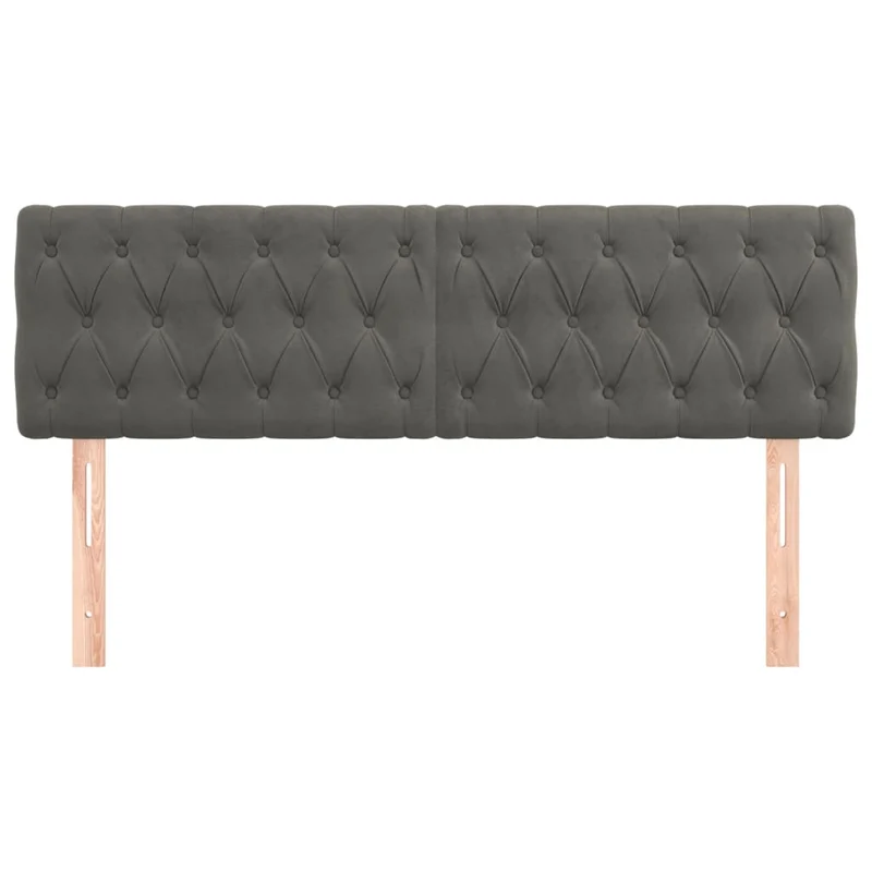 Tête de lit accessoire couchage chambre à coucher meuble capitonné en 2 parties 72 x 7 x 78/888 cm tissu velours gris foncé TDL0206361