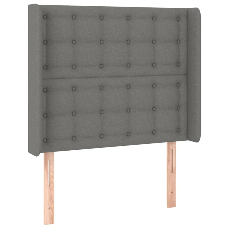 Tête de lit accessoire couchage chambre à coucher meuble avec rebord latéral 83 x 16 x 118/128 cm tissu gris foncé TDL0204911