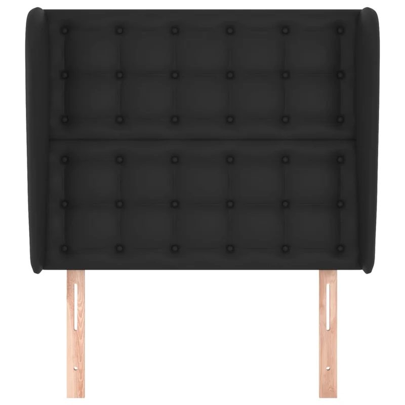 Tête de lit accessoire couchage chambre à coucher meuble capitonné avec rebord latéral 83 x 23 x 118/128 cm synthétique noir TDL0204437