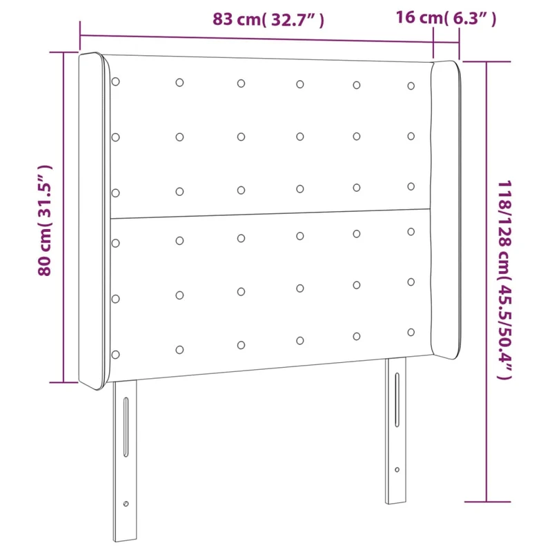 Tête de lit accessoire couchage chambre à coucher meuble à LED capitonné 83 x 16 x 118/128 cm tissu gris clair TDL0201261