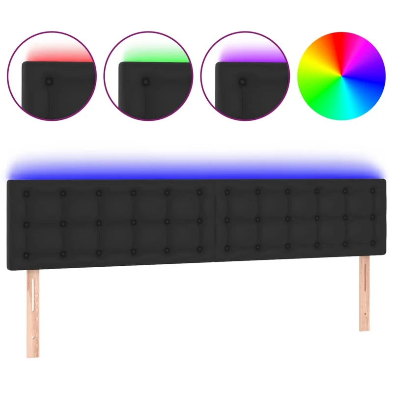 Tête de lit accessoire couchage chambre à coucher meuble à LED 160 x 5 x 78/88 cm synthétique noir TDL0200675