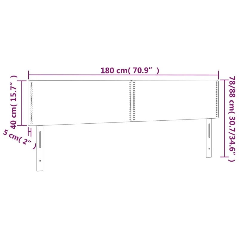 Tête de lit accessoire couchage chambre à coucher meuble à LED 180 x 5 x 78/88 cm tissu taupe TDL0200385