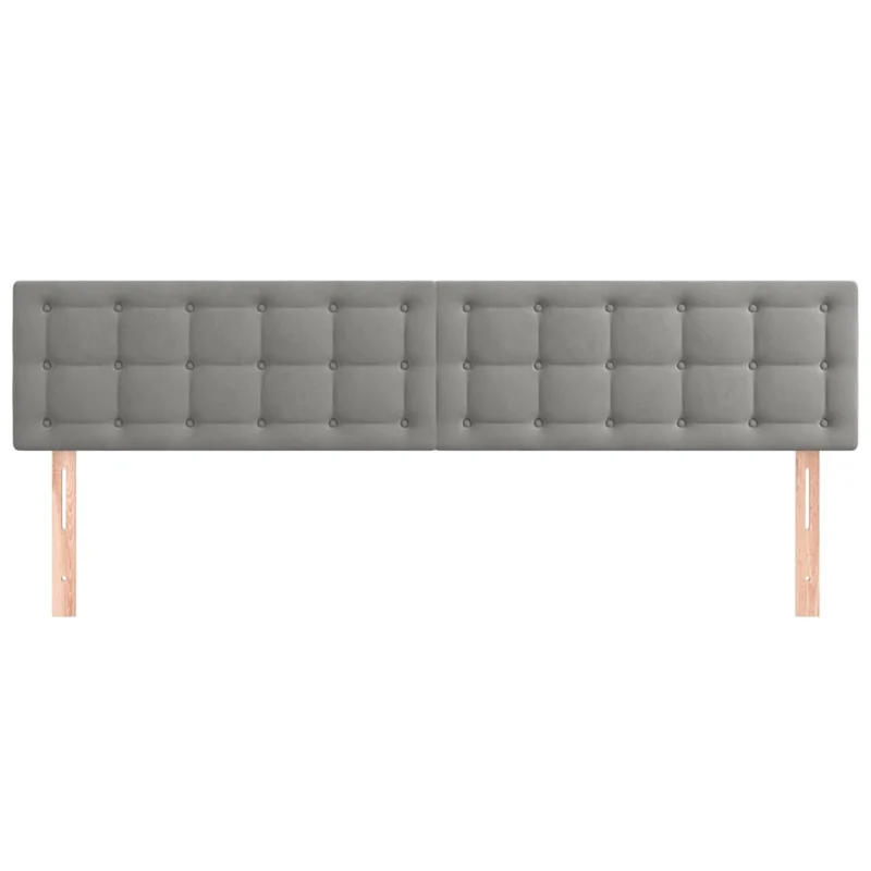 Tête de lit accessoire couchage chambre à coucher meuble capitonné 2 parties 80 x 5 x 78/88 cm tissu velours gris clair TDL0206417