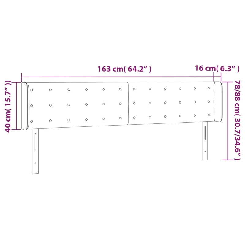 Tête de lit accessoire couchage chambre à coucher meuble à LED 163 x 16 x 78/88 cm tissu velours gris clair TDL0201351