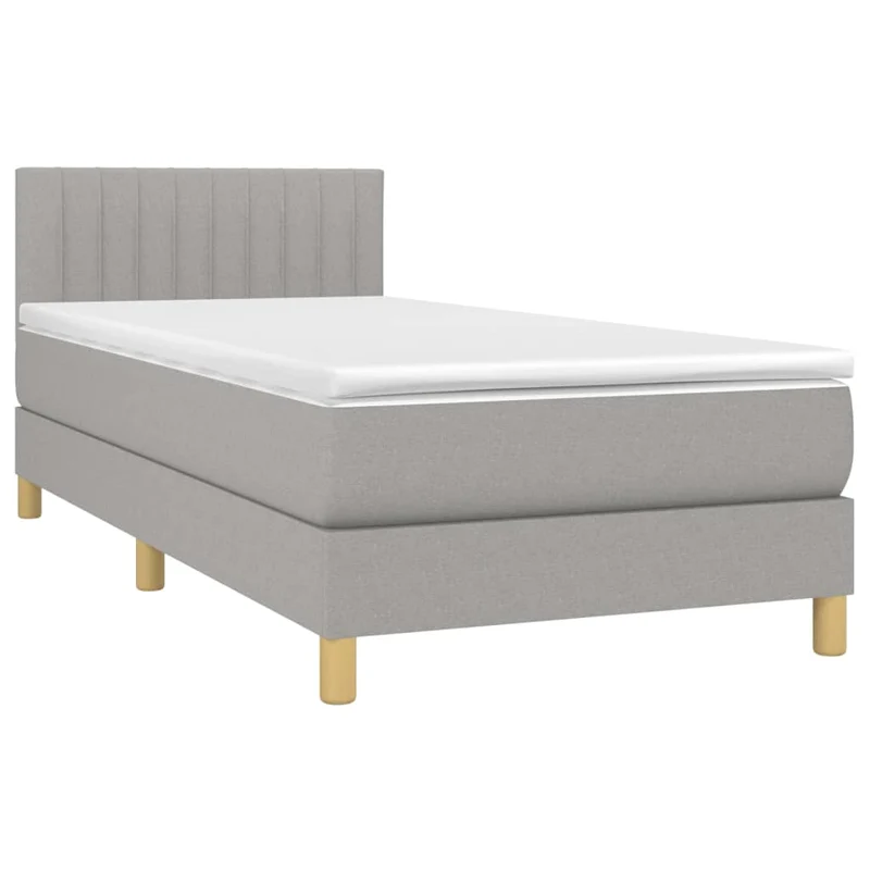 Cadre de lit LED avec sommier tête de lit matelas 80x200cm tissu gris clair TDL0209506