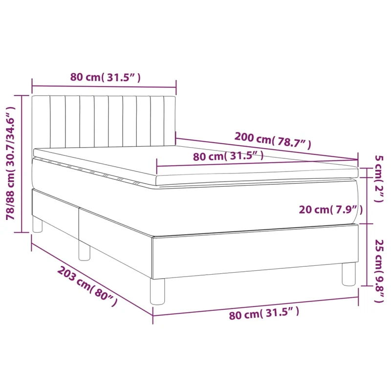 Cadre de lit LED avec sommier tête de lit matelas 80x200cm tissu gris clair TDL0209506