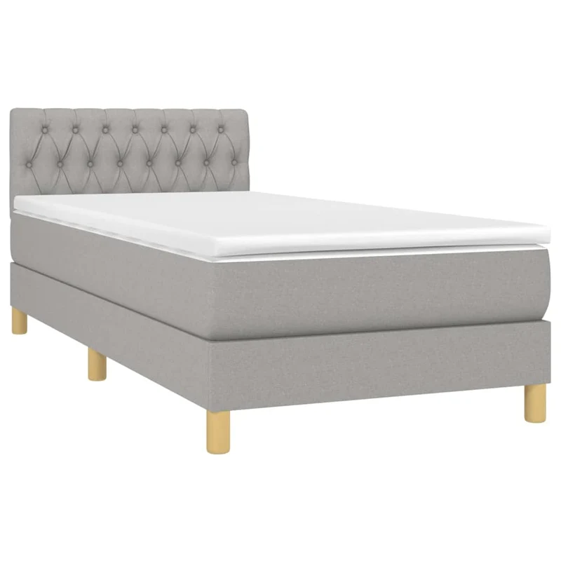 Cadre de lit LED avec sommier tête de lit matelas 80x200cm tissu gris clair TDL0209494