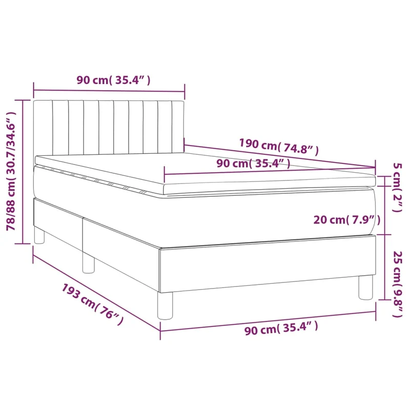 Cadre de lit LED avec sommier tête de lit matelas 90x190cm tissu gris clair TDL0209484