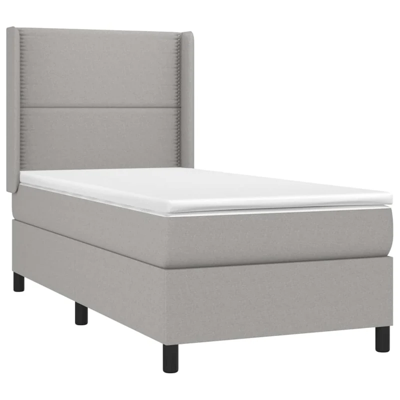 Cadre de lit LED avec sommier tête de lit matelas 90x190cm tissu gris clair TDL0209478