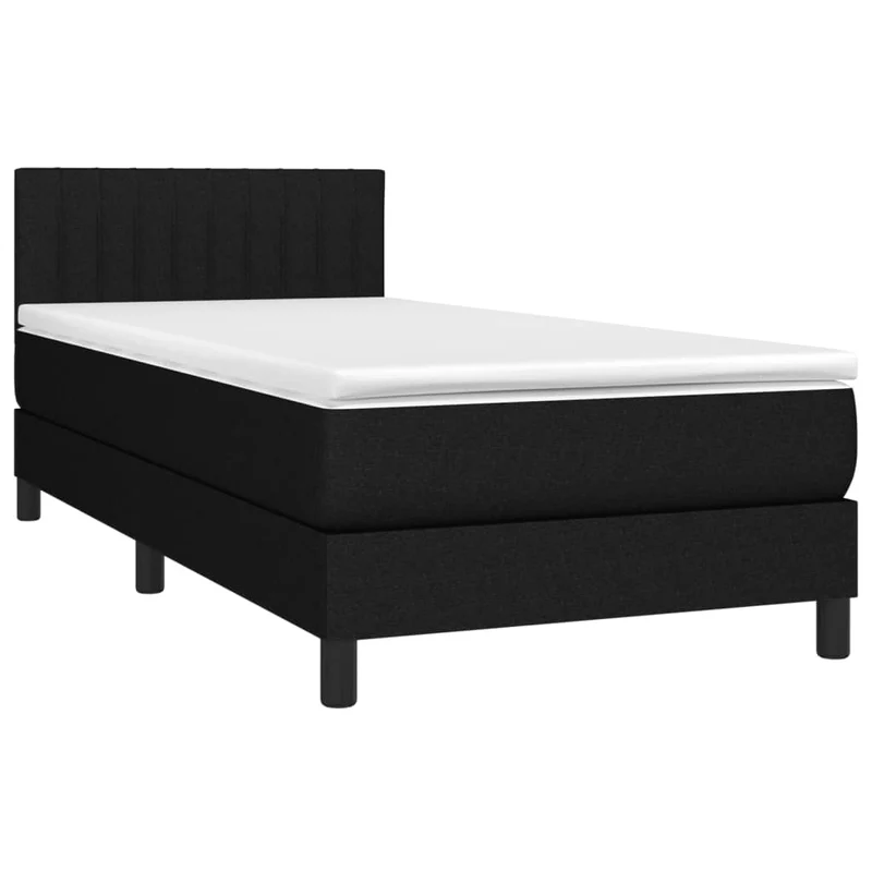 Cadre de lit LED avec sommier tête de lit matelas 90x190 cm tissu noir TDL0209057