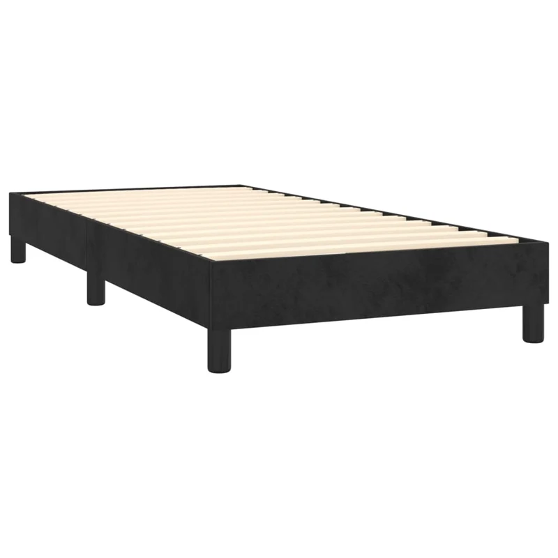 Cadre de lit LED avec sommier tête de lit matelas 90x200 cm tissu velours noir TDL0209003