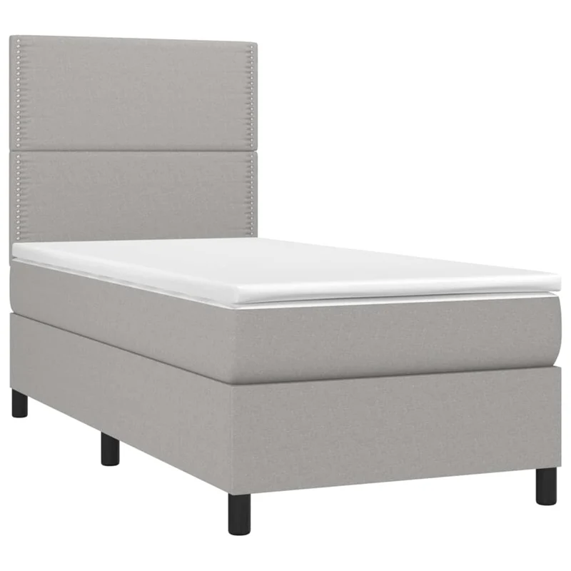 Cadre de lit LED avec sommier tête de lit matelas 90x190cm tissu gris clair TDL0209486