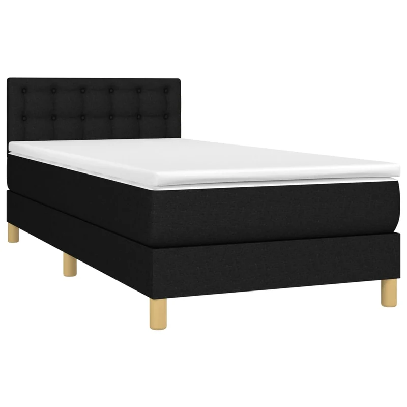 Cadre de lit LED avec sommier tête de lit matelas 80x200cm tissu noir TDL0209110