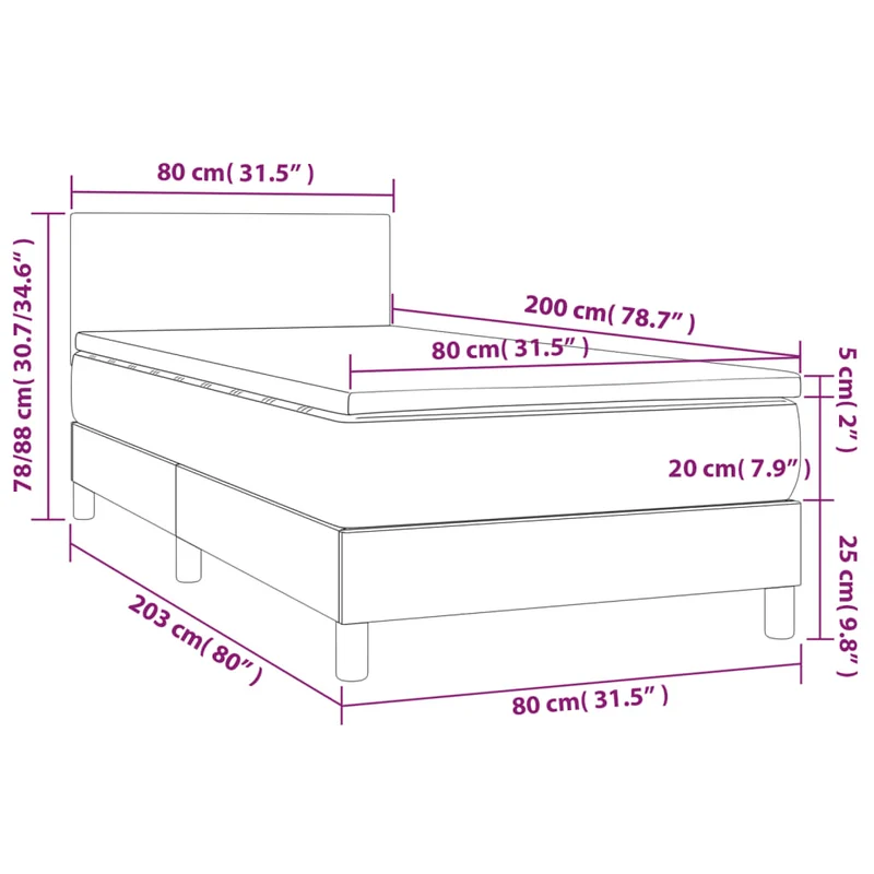 Cadre de lit LED avec sommier tête de lit matelas 80x200cm tissu velours gris clair TDL0208489