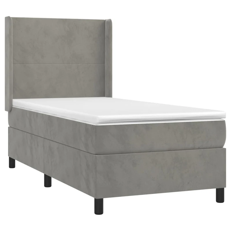 Cadre de lit LED avec sommier tête de lit matelas 90x190cm tissu velours gris clair TDL0208483