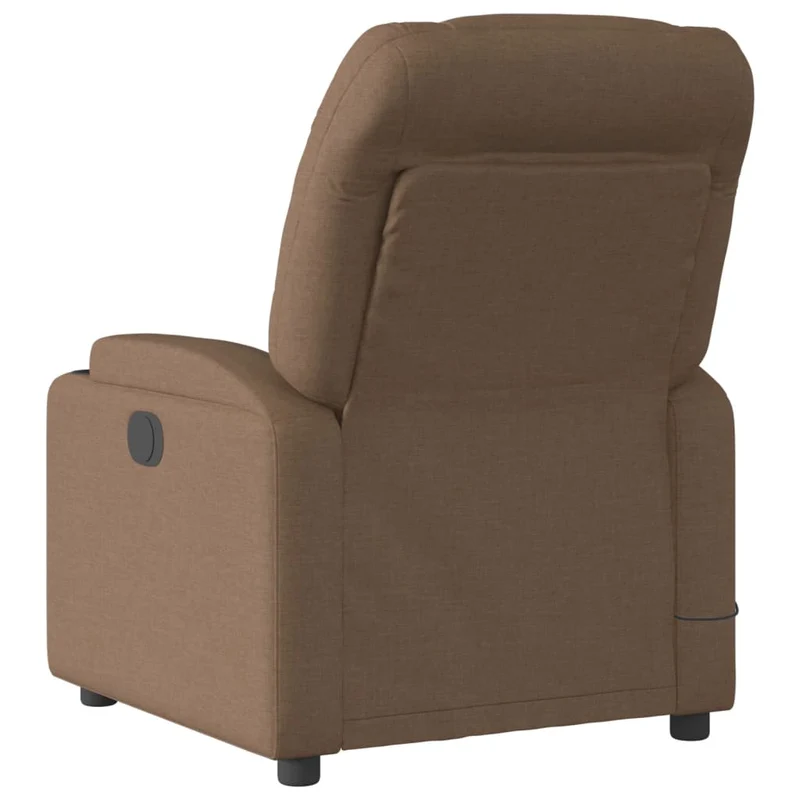 Fauteuil de relaxation TV fonction massage inclinable 6 points de massage en tissu marron DEC027008