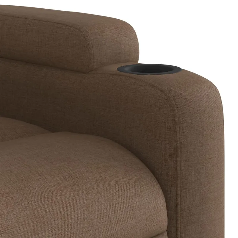 Fauteuil de relaxation TV fonction massage inclinable 6 points de massage en tissu marron DEC027008