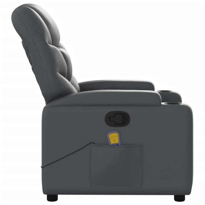 Fauteuil de relaxation TV fonction massage inclinable 6 points de massage en PVC gris DEC026973