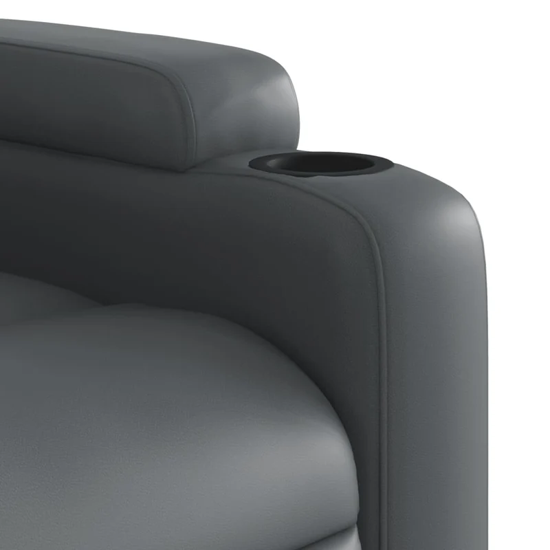 Fauteuil de relaxation TV fonction massage inclinable 6 points de massage en PVC gris DEC026973