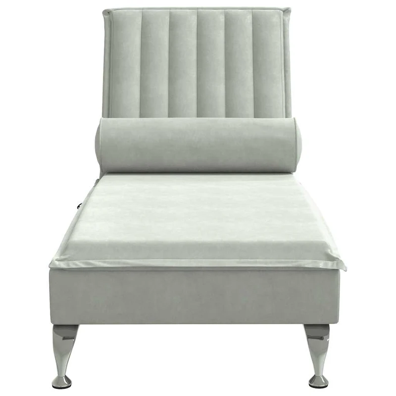 Méridienne chaise longue pour intérieur de massage avec traversin en velours gris clair DEC026147