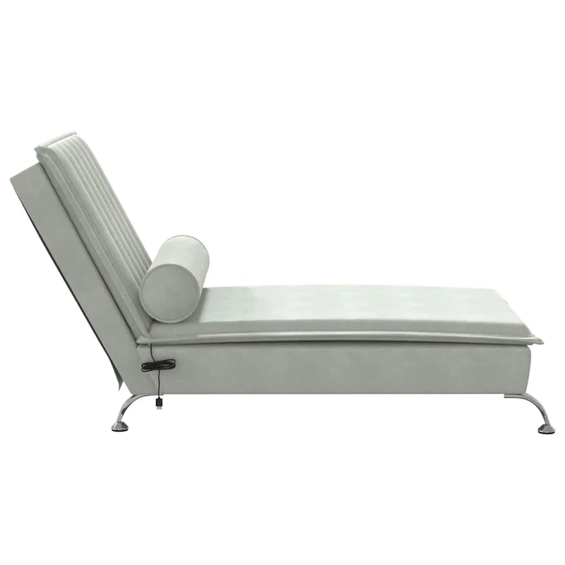 Méridienne chaise longue pour intérieur de massage avec traversin en velours gris clair DEC026147