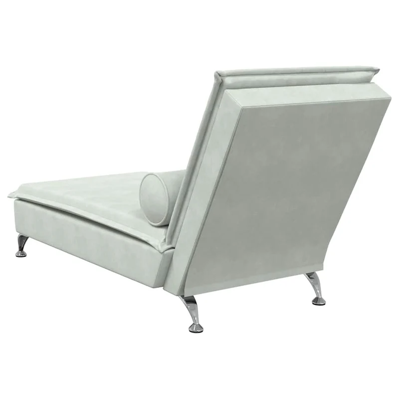 Méridienne chaise longue pour intérieur de massage avec traversin en velours gris clair DEC026147