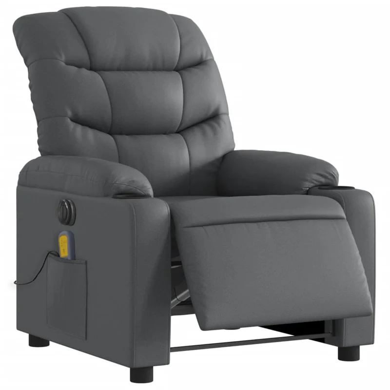 Fauteuil de relaxation TV fonction massage inclinable électrique 6 points de massage en PVC gris DEC027183