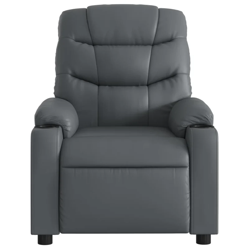 Fauteuil de relaxation TV fonction massage inclinable électrique 6 points de massage en PVC gris DEC027183