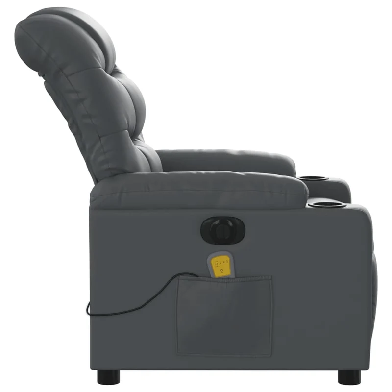 Fauteuil de relaxation TV fonction massage inclinable électrique 6 points de massage en PVC gris DEC027183