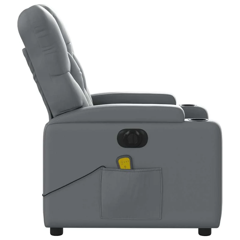 Fauteuil de relaxation TV fonction massage inclinable électrique 6 points de massage en PVC gris DEC027171