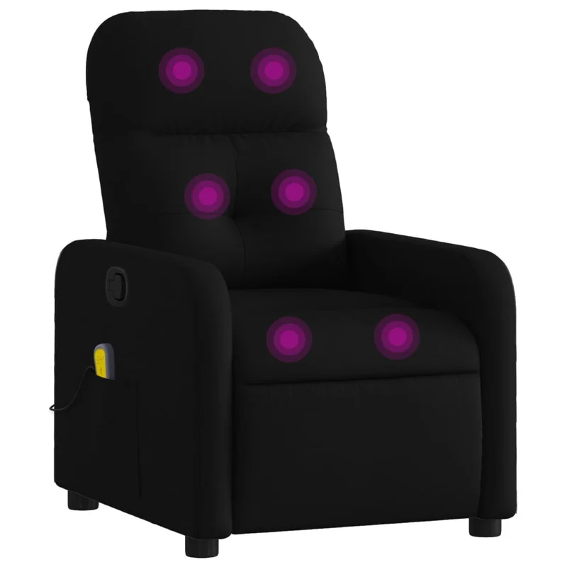 Fauteuil de relaxation TV fonction massage inclinable 6 points de massage en tissu noir DEC027059
