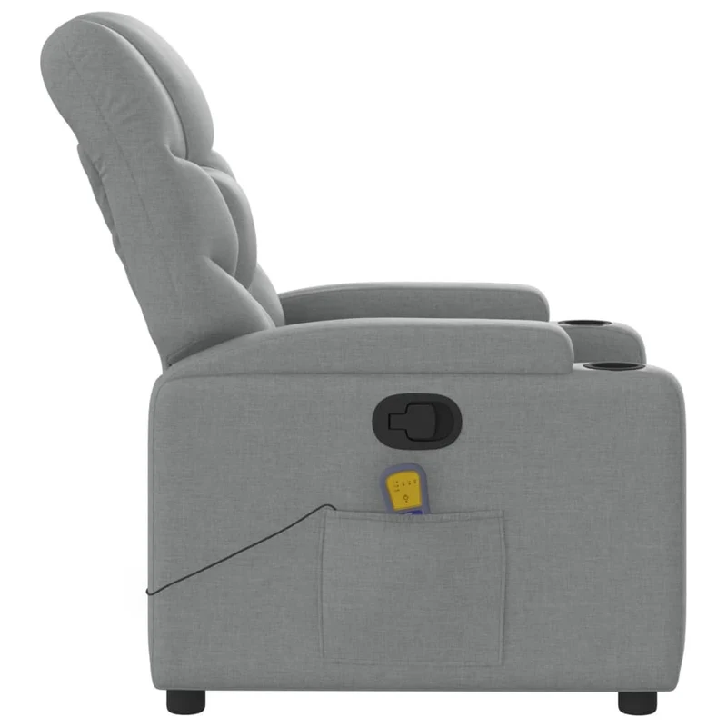 Fauteuil de relaxation TV fonction massage inclinable 6 points de massage en tissu gris clair DEC026914