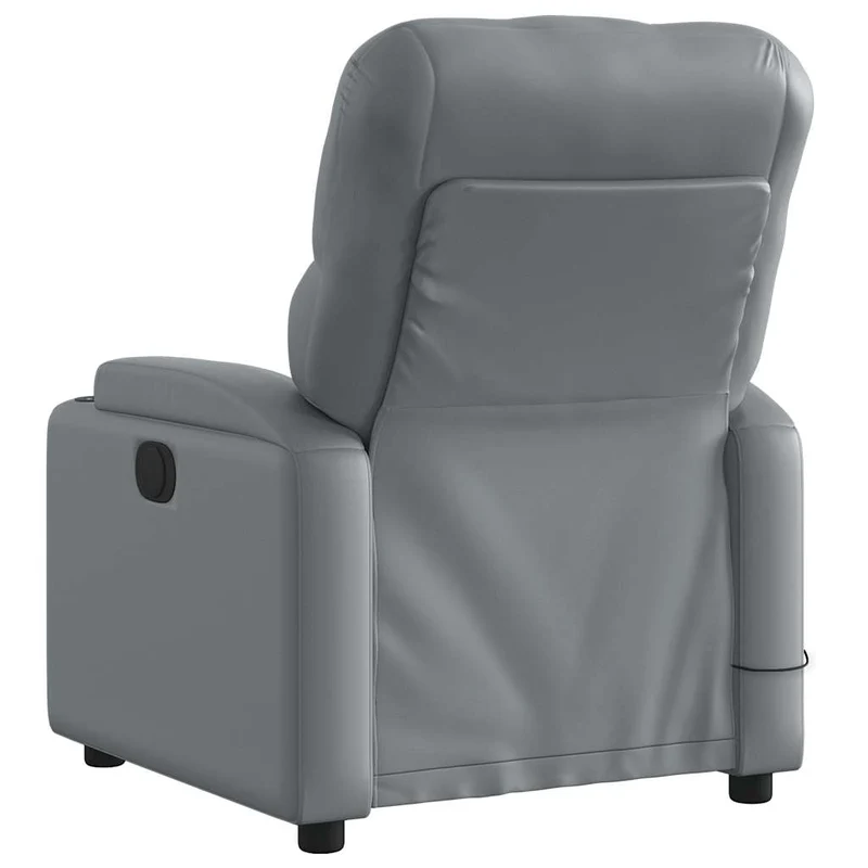 Fauteuil de relaxation TV fonction massage inclinable 6 points de massage en PVC gris DEC026974
