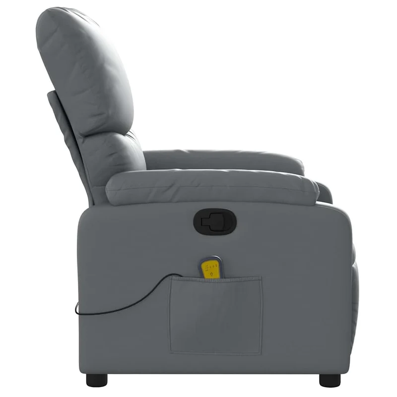 Fauteuil de relaxation TV fonction massage inclinable 6 points de massage en PVC gris DEC026970