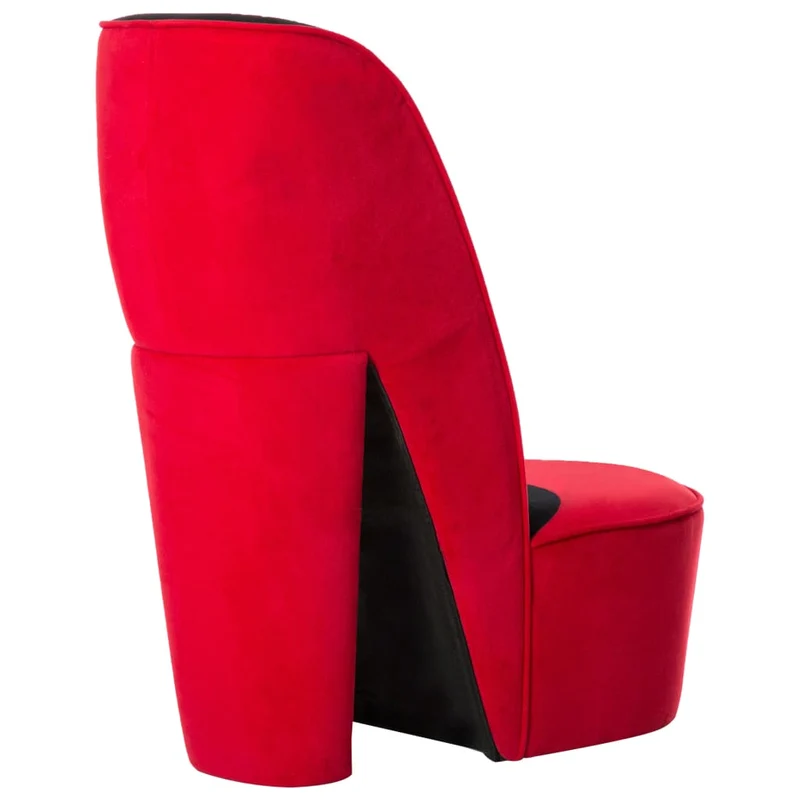 Fauteuil lounge design moderne en forme de talon haut en velours rouge DEC026791