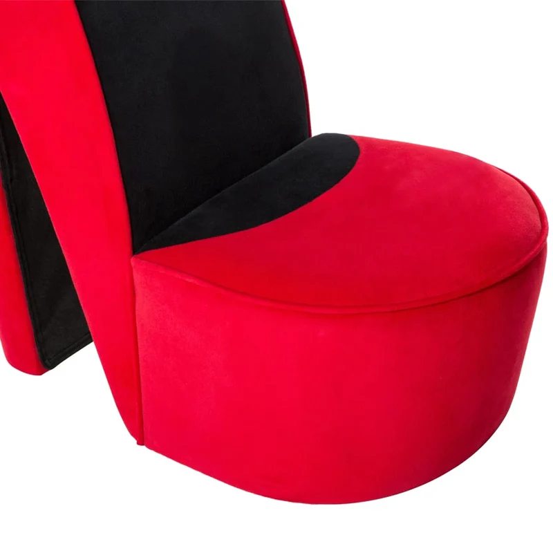 Fauteuil lounge design moderne en forme de talon haut en velours rouge DEC026791